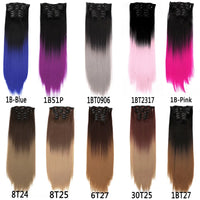 Alileader Synthetic Hair 16 Clip In Hair Extension Clip For Women 6Pcs/Set Hair Extension Clip In Ombre Fake Hairpiece Long Wavy