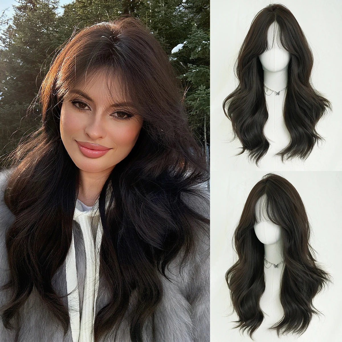 Monotop U Lace Long Straight Layered Wig for Women 26 Inches Friendly Heat Resistant Synthetic Burgundy Wig Natural Hairline