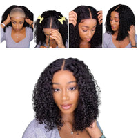 Short Bob Lace Front Wig Black Curly Bob Wigs for Black Women Synthetic Fiber Hair Wigs