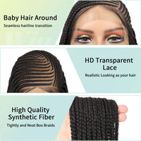 13X8 HD Lace Front Box Braided Wigs for Women Lemonade Cornrow Braids Wigs with Baby Hair Synthetic Lace Frontal Braid Wig 36"