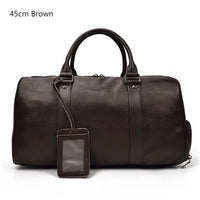 Natural Cowskin Travel Bags Waterproof Men's Leather Overnight Bag Handbag For Plane Luggage Men Male Weekend Bag Business 55cm