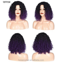 Fast Shipping in Stock  Kinky Curly Wig for Black Synthetic 16inch 1B/33 Black Purple Ombre Short BOB Wig Fior Black Women