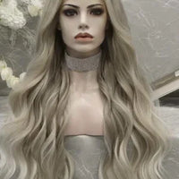 Ombre Ash Blond Premium Synthetic Wigs Wholesale Not Shiny Matte Luxury Heat Resistant Synthetic Lace Front Wig for Women
