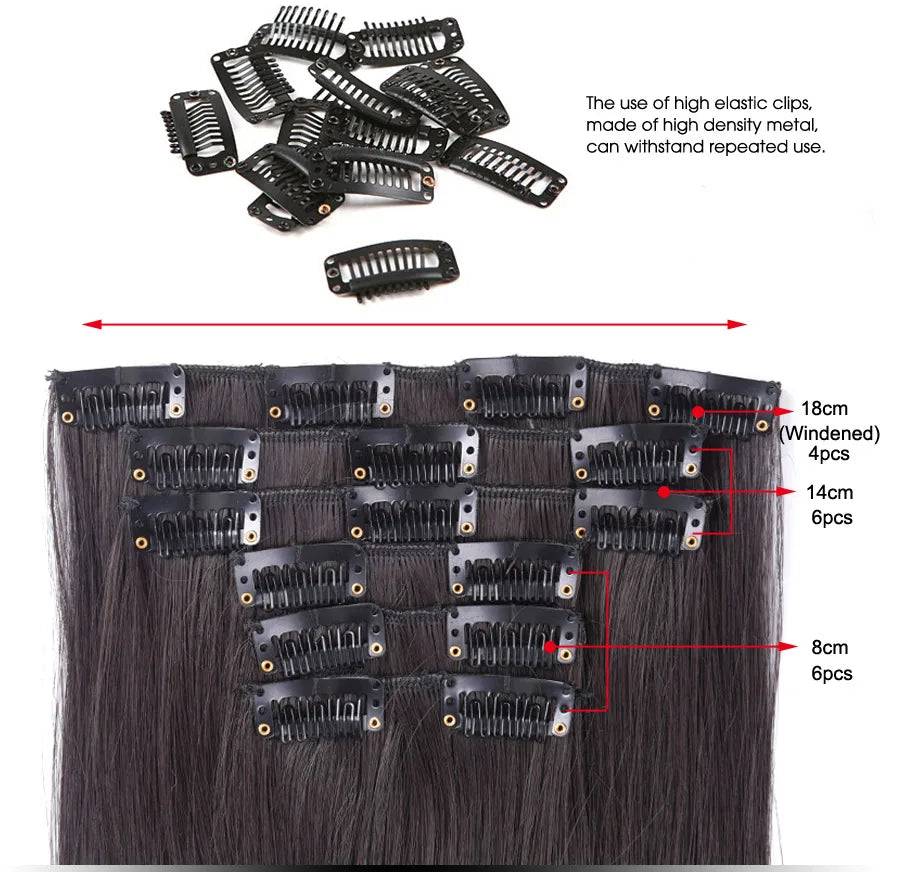 Alileader Synthetic Hair 16 Clip In Hair Extension Clip For Women 6Pcs/Set Hair Extension Clip In Ombre Fake Hairpiece Long Wavy