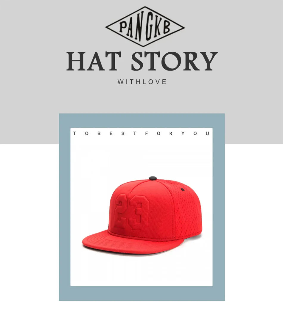 PANGKB Brand LEGEND CAP summer breathable quick drying red 23 snapback hat adult sports hip hop outdoor sun baseball cap