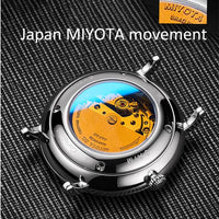 Carnival Brand 3D Curved Dial Luxury Sapphire Automatic Watch for Man Leather MIYIOTA Mechanical Watch Sports Wristwatch Male