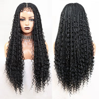 Braided Lace Front Wigs for Black Women 26inch Goddess Wavy Locs Crochet Braid Hair Soft Faux Locs Dreadlocks Synthetic Lace Wig