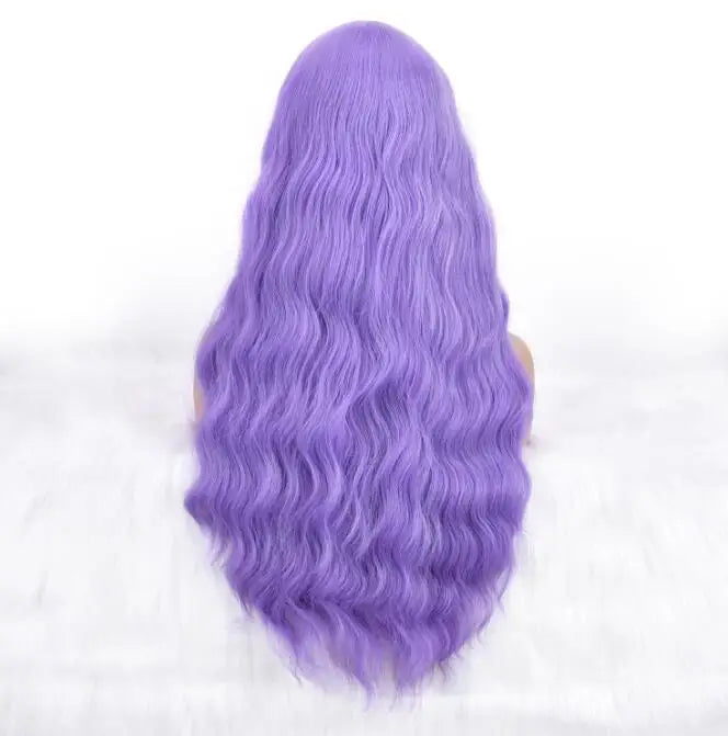 Wholesale Machine Made 28 Inch Long Natural Wave High Temperature Synthetic Hair Wigs 150% Density Unique Color Bangs Wig