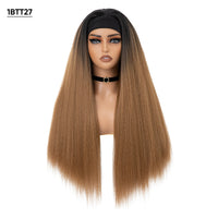 Wholesale YaKi Straight Headband Afro Wigs for Black Woman Glueless Headband Wig Synthetic Wig Heat Resistant for Women Hair