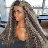 Hot Selling Pre Plucked Hairline 613# Kinky Straight Heat Resistant Glueless Synthetic Lacefront Wig for Black Womens Daily Use