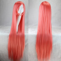 Long Straight Cosplay Wig Red Fan Wig 40inches 100 Cm Synthetic Hair Wigs