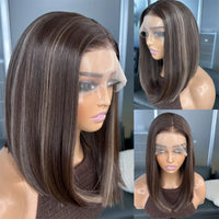 Hot Selling Pre Plucked Hairline 613# Kinky Straight Heat Resistant Glueless Synthetic Lacefront Wig for Black Womens Daily Use