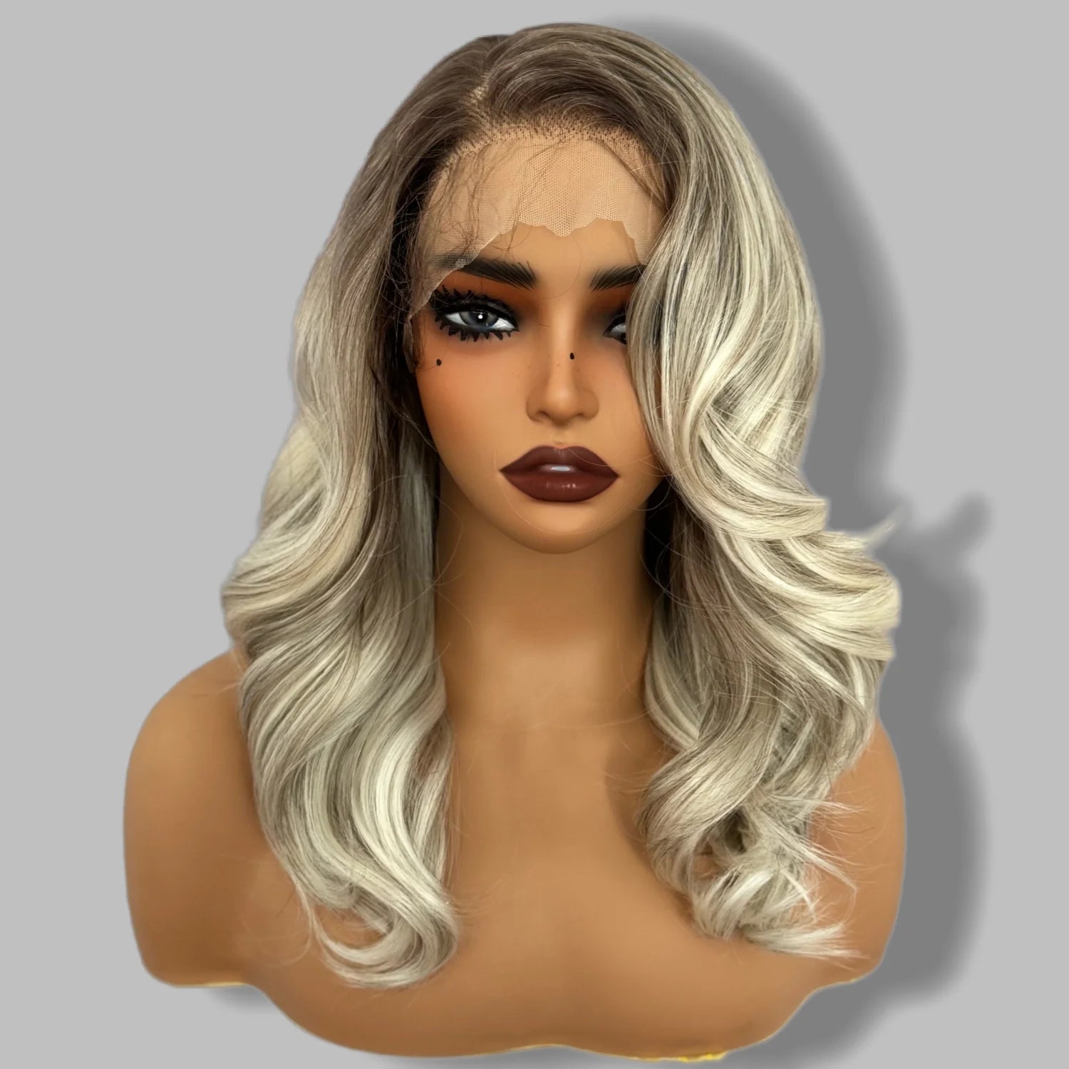 Hot Selling Pre Plucked Hairline 613# Kinky Straight Heat Resistant Glueless Synthetic Lacefront Wig for Black Womens Daily Use