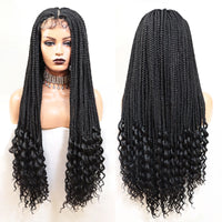 Braided Lace Front Wigs for Black Women 26inch Goddess Wavy Locs Crochet Braid Hair Soft Faux Locs Dreadlocks Synthetic Lace Wig