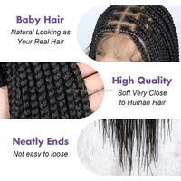Long African Knotless Square Part Braids 13*4 Front Lace HD Dreadlocks Hair Wig Braiding High Temperature Synthetic Fiber Women