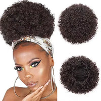 Fujia Synthetic Curly Hair Ponytail African American Short Afro Kinky Curly Wrap Drawstring Puff Ponytail Hair Extensions Wig