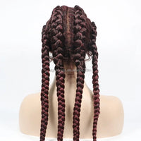 Hot Sale Synthetic Lace Wigs 32inch Long Box Braid Lace Wig Handmade Braided Synthetic Wigs for Women Hair Support Average Size