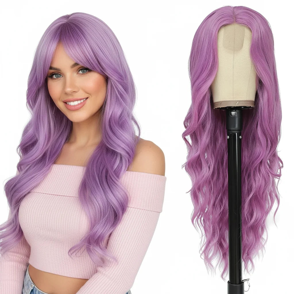 13x4 HD Lace Front Wig 26 Inch Heat Resistant Synthetic Wig - Middle Part Long Curly Hair for Women, Daily Use & Party Wear