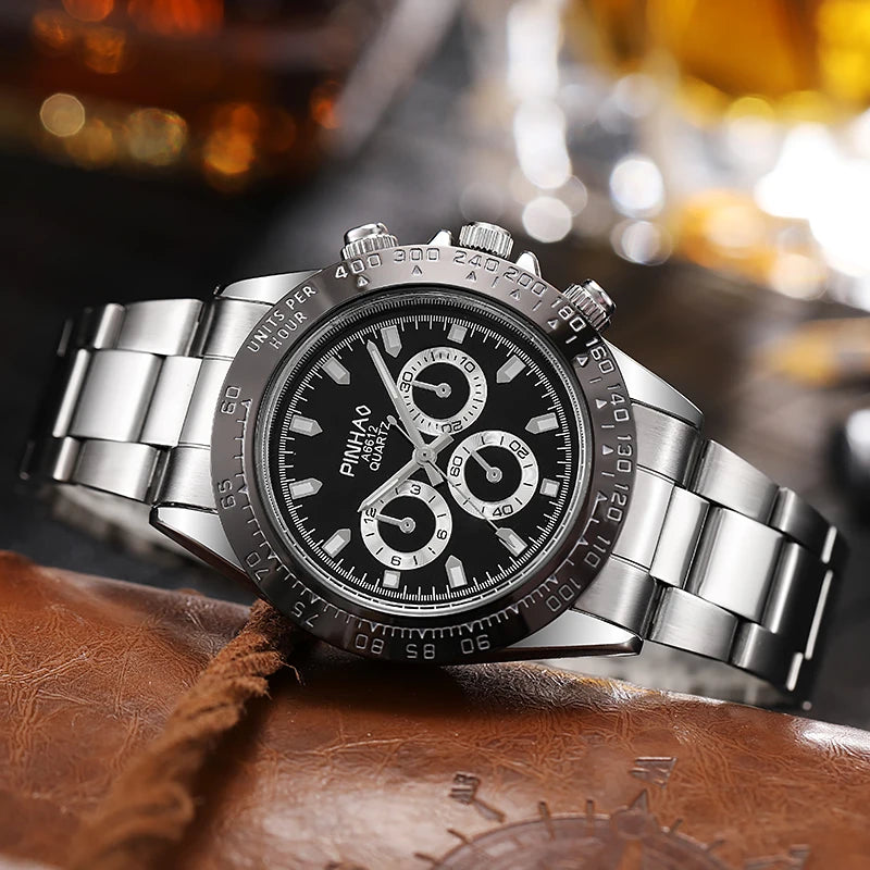 2024 New Fashion Stainless Steel men quartz wristwatches Gold Sliver Luxury Brand Top Quality Men Quartz Watch Relogio Masculino