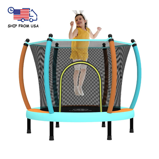 Zoshine Toys 60inch Outdoor Mini Trampoline Colorful Fitness Toys Safe for Children with Enclosure Net for Home and Backyard Use