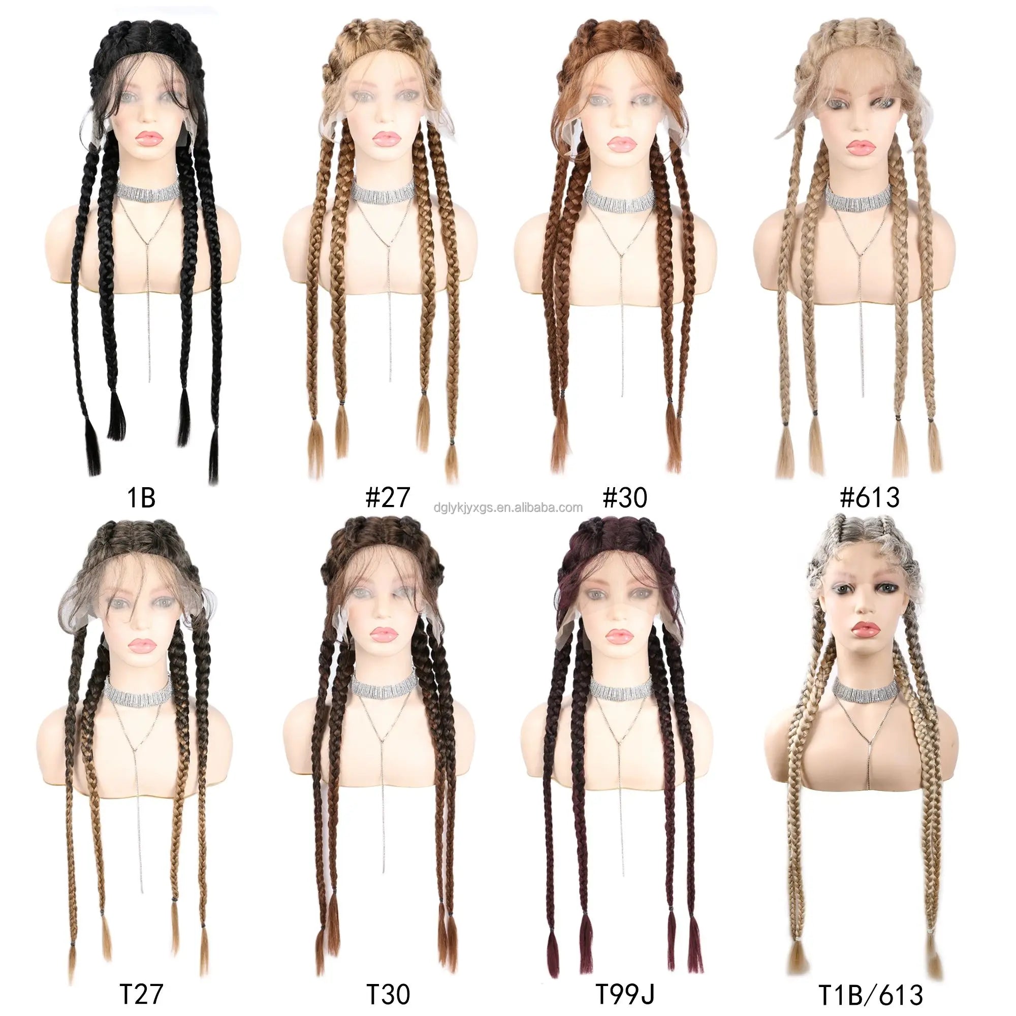 Hot Sale Synthetic Lace Wigs 32inch Long Box Braid Lace Wig Handmade Braided Synthetic Wigs for Women Hair Support Average Size