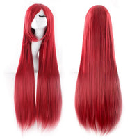 Long Straight Cosplay Wig Red Fan Wig 40inches 100 Cm Synthetic Hair Wigs
