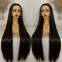 Hot Selling Pre Plucked Hairline 613# Kinky Straight Heat Resistant Glueless Synthetic Lacefront Wig for Black Womens Daily Use