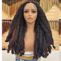 Hot Selling Pre Plucked Hairline 613# Kinky Straight Heat Resistant Glueless Synthetic Lacefront Wig for Black Womens Daily Use