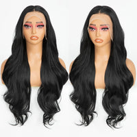 Wholesale 13*4 Premium Lace Long Straight Heat-Friendly Synthetic Glueless Lace Front Wigs High Temperature Fiber for Women