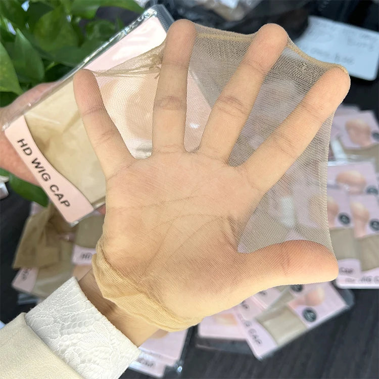 OEM Custom Ultra-Thin HD Nylon Wig Cap Invisible Sheer Stocking Cap for Lace Wigs Adjustable Size HD Wig Cap for Hair Extension