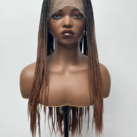 Long African Knotless Square Part Braids 13*4 Front Lace HD Dreadlocks Hair Wig Braiding High Temperature Synthetic Fiber Women