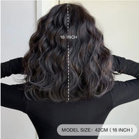 Dark Brown Water Wigs for Women Wavy Middle Part Synthetic Medium Shoulder Length Wig Soft Natural Looking Hair Wig