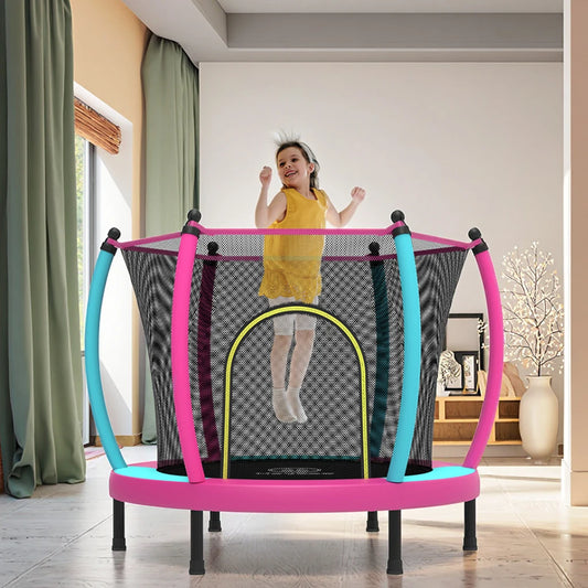 Zoshine 60inch Outdoor Mini Trampoline Colorful Fitness Toys Safe for Children with Enclosure Net U-Zipper for Home Use