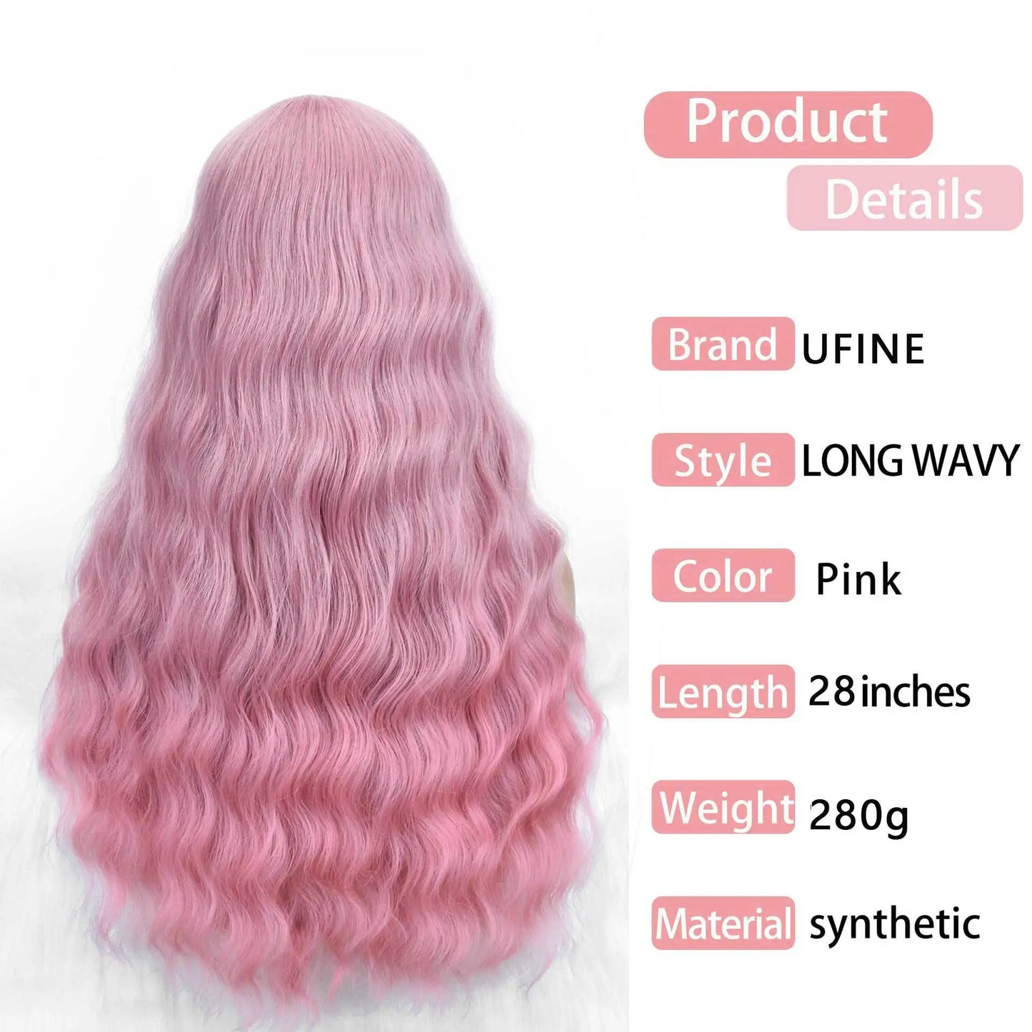 Wholesale Machine Made 28 Inch Long Natural Wave High Temperature Synthetic Hair Wigs 150% Density Unique Color Bangs Wig