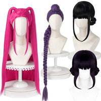 Wholesale KPOP Movie Wig Cosplay Rose Mira Purple Rumi Black Purple Zoey Synthetic Anime Cosplay Heat Resistant Hair Wig
