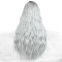 Wholesale Machine Made 28 Inch Long Natural Wave High Temperature Synthetic Hair Wigs 150% Density Unique Color Bangs Wig