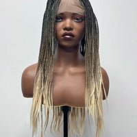 Long African Knotless Square Part Braids 13*4 Front Lace HD Dreadlocks Hair Wig Braiding High Temperature Synthetic Fiber Women
