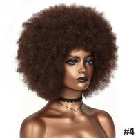 Short Hair Afro Kinky Curly Wigs With Bangs for Black Women African Synthetic Ombre Glueless Cosplay Natural Blonde Red Blue Wig