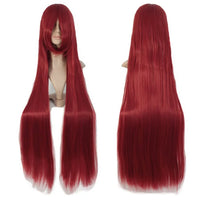 Long Straight Cosplay Wig Red Fan Wig 40inches 100 Cm Synthetic Hair Wigs