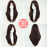 Monotop U Lace Long Straight Layered Wig for Women 26 Inches Friendly Heat Resistant Synthetic Burgundy Wig Natural Hairline