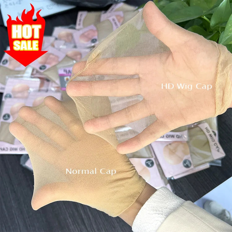 OEM Custom Ultra-Thin HD Nylon Wig Cap Invisible Sheer Stocking Cap for Lace Wigs Adjustable Size HD Wig Cap for Hair Extension