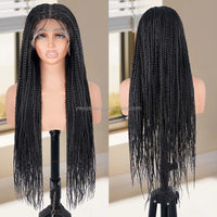 Long African Knotless Square Part Braids 13*4 Front Lace HD Dreadlocks Hair Wig Braiding High Temperature Synthetic Fiber Women