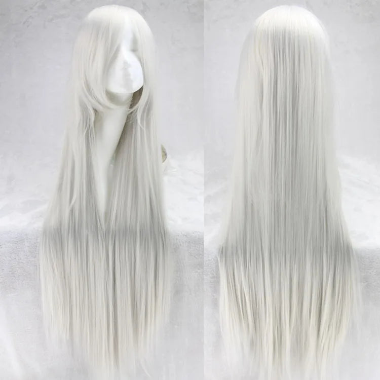 Long Straight Cosplay Wig Red Fan Wig 40inches 100 Cm Synthetic Hair Wigs
