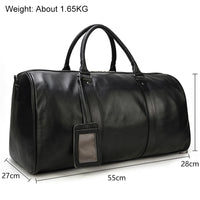 Natural Cowskin Travel Bags Waterproof Men's Leather Overnight Bag Handbag For Plane Luggage Men Male Weekend Bag Business 55cm