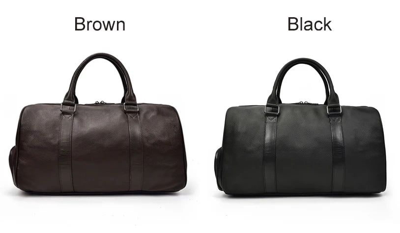 Natural Cowskin Travel Bags Waterproof Men's Leather Overnight Bag Handbag For Plane Luggage Men Male Weekend Bag Business 55cm