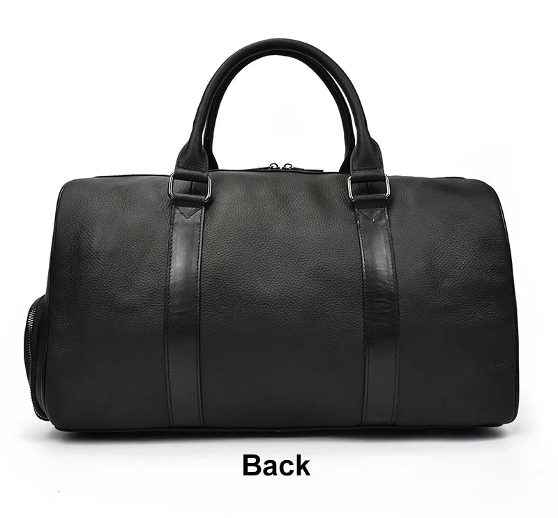 Natural Cowskin Travel Bags Waterproof Men's Leather Overnight Bag Handbag For Plane Luggage Men Male Weekend Bag Business 55cm