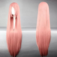 Long Straight Cosplay Wig Red Fan Wig 40inches 100 Cm Synthetic Hair Wigs