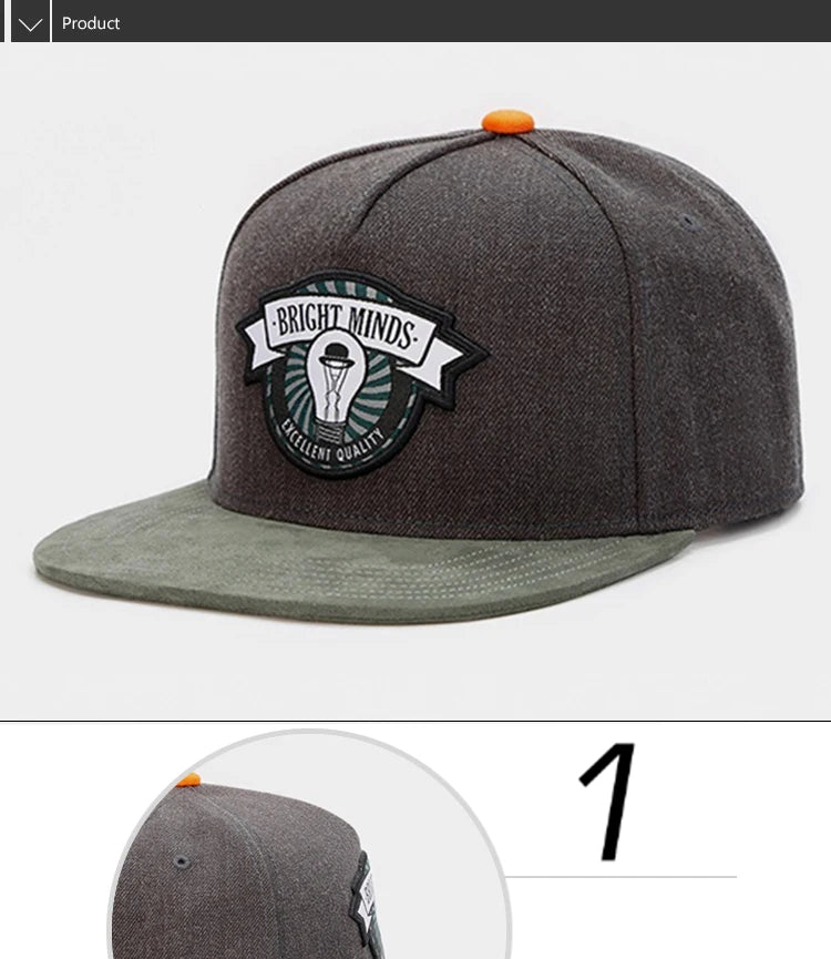 PANGKB Brand BRIGHT MINDS CAP fashion gray hip hop Street dance snapback hat for men women adult outdoor casual sun baseball cap