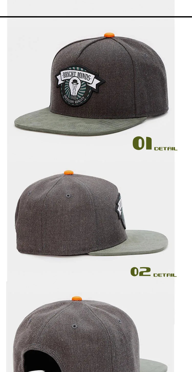 PANGKB Brand BRIGHT MINDS CAP fashion gray hip hop Street dance snapback hat for men women adult outdoor casual sun baseball cap