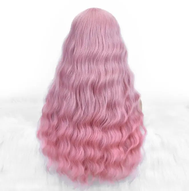 Wholesale Machine Made 28 Inch Long Natural Wave High Temperature Synthetic Hair Wigs 150% Density Unique Color Bangs Wig